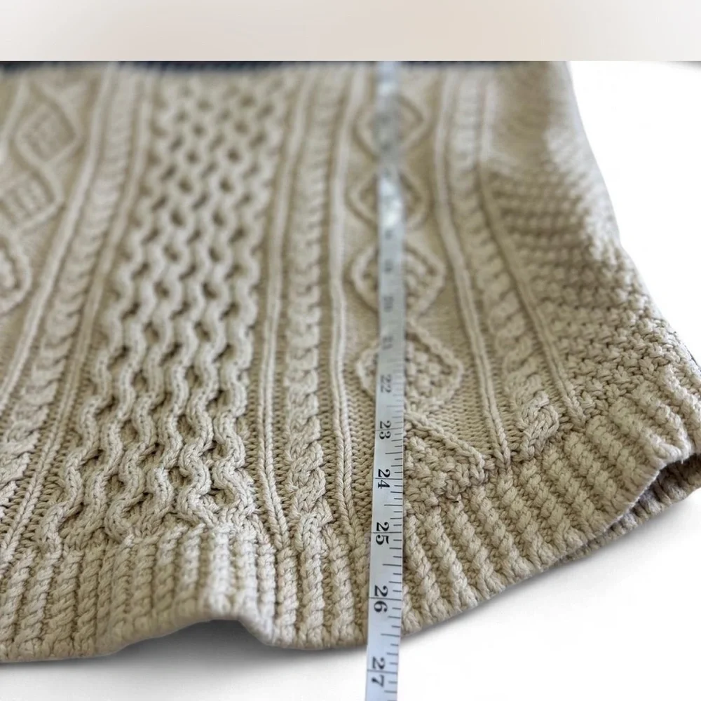 L.L.Bean Signature Cotton Fisherman Tunic Sweater Fair Isle Cable-knit Woman SM - Picture 7 of 9